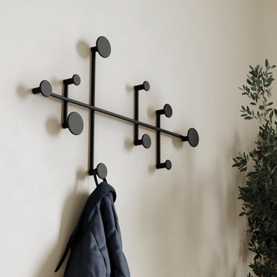 Wall-Mounted Wardrobe | Minimalist Coat Hanger Design | Modern Metal Wall-Mounted Coat Rack / Hooks | Black