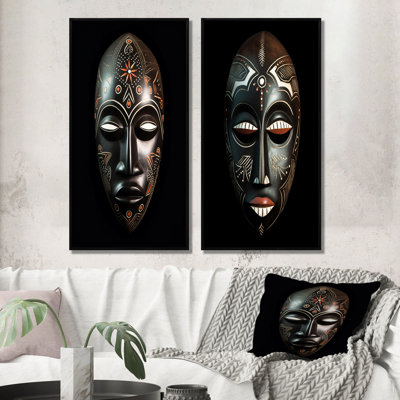 2 pièces sur toile - Masque africain traditionnel vietnamien