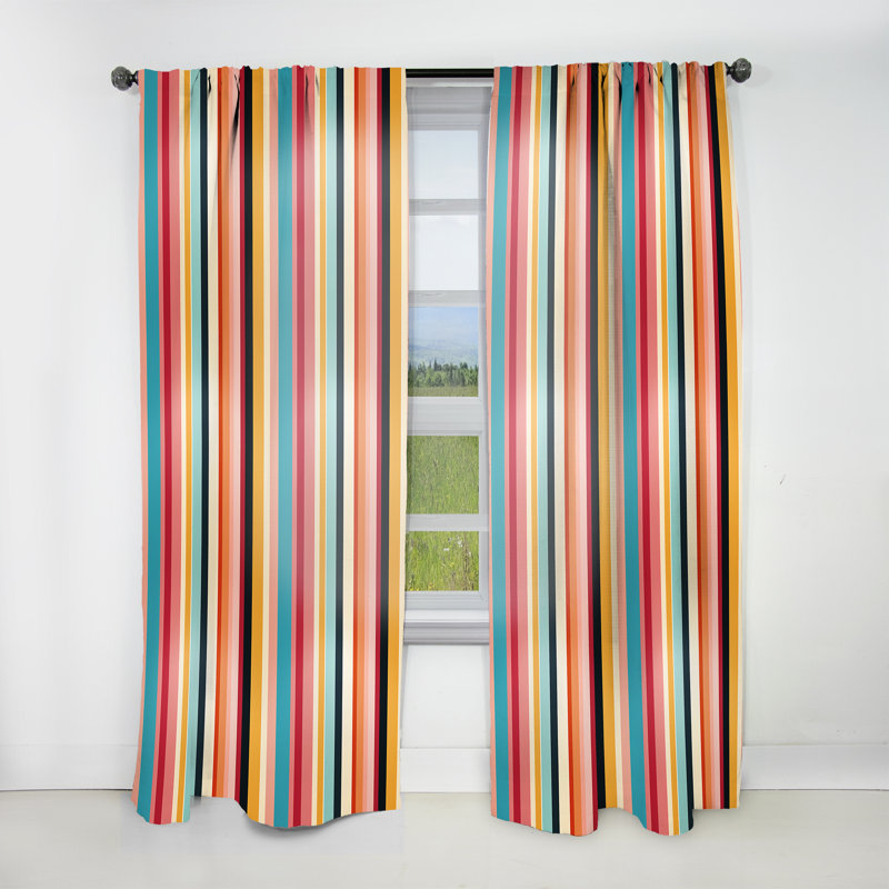 Motif rayé Mid-Century pastel - Rideau rayé - Velours obscurcissant - 1 panneau, L 52 po x L 84 po
