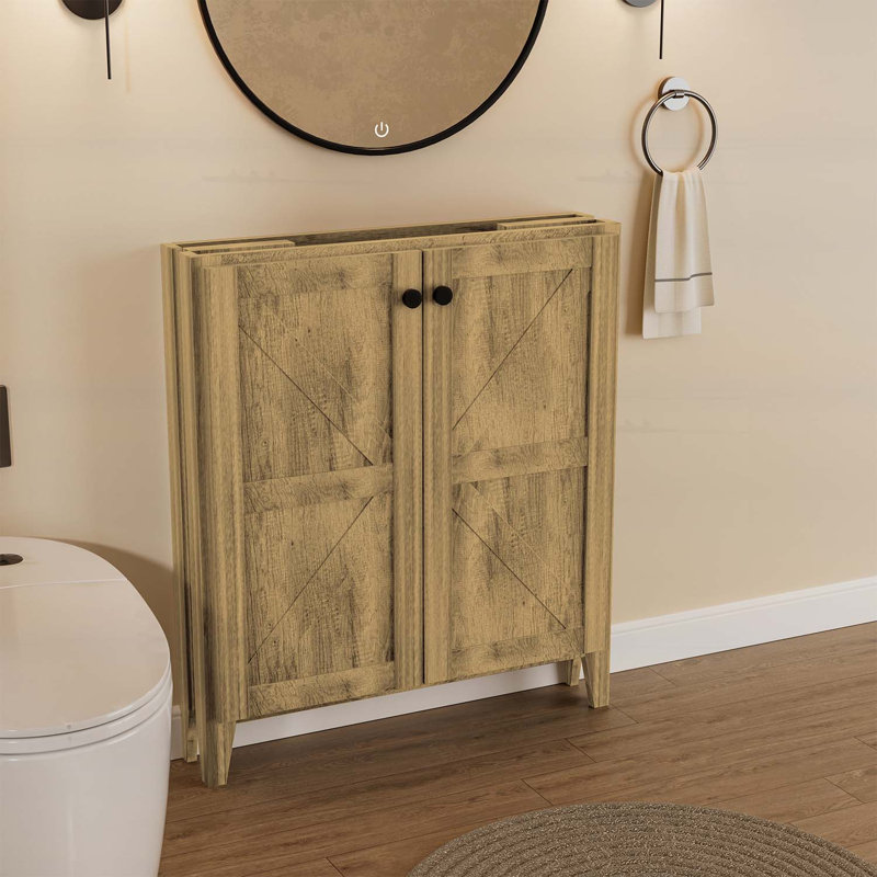 Armoire de plancher pliante 30 po avec lavabo en céramique, Gris antique