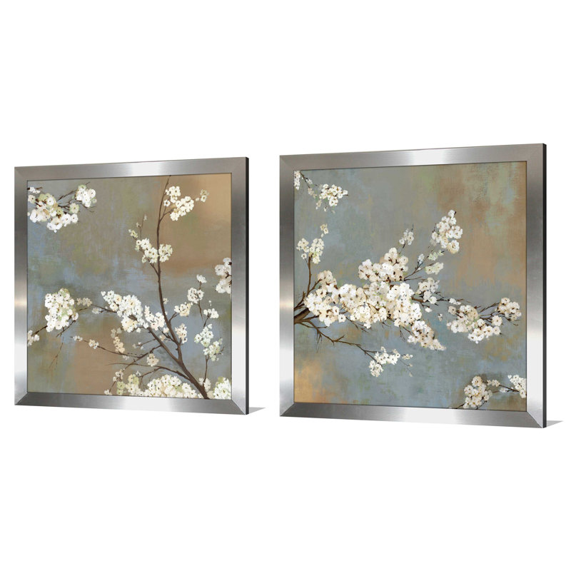 Ode to Spring I - ensemble de 2 reproductions, H 25,5 po x l 25,5 po x P 1 po, Encadrement argenté