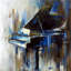 Reproduction abstraite de piano à queue sur toile