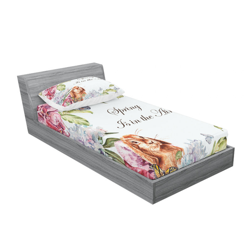 Microfiber Floral Sheet Set, Twin Sheet Set with Fitted Sheet