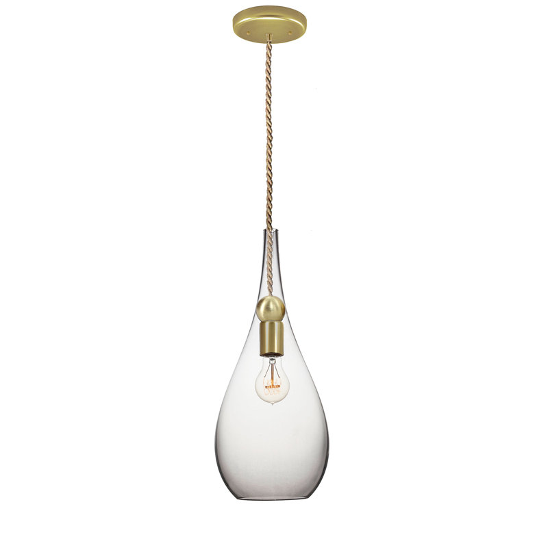 Luminaire suspendu en verre soufflé à la main 18 po Earth, Laiton