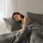Ensemble de literie confortable en coton gaufré, taille double / grand, gris anthracite, confort toutes saisons