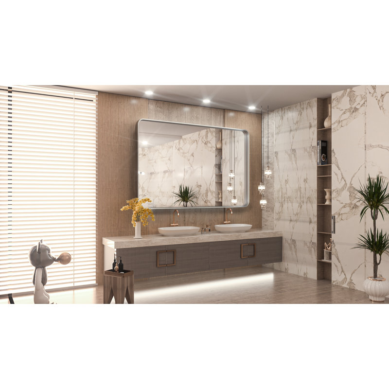 Miroir d'appoint Tyro, 48 po x 36 po, Argent, Rectangulaire