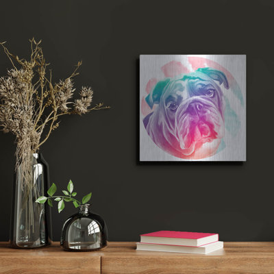 Red Barrel Studio® «Faded Bulldog» par Dawg Painter, art mural en métal