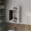 Armoire à pharmacie blanche avec porte en miroir et rangement ouvert