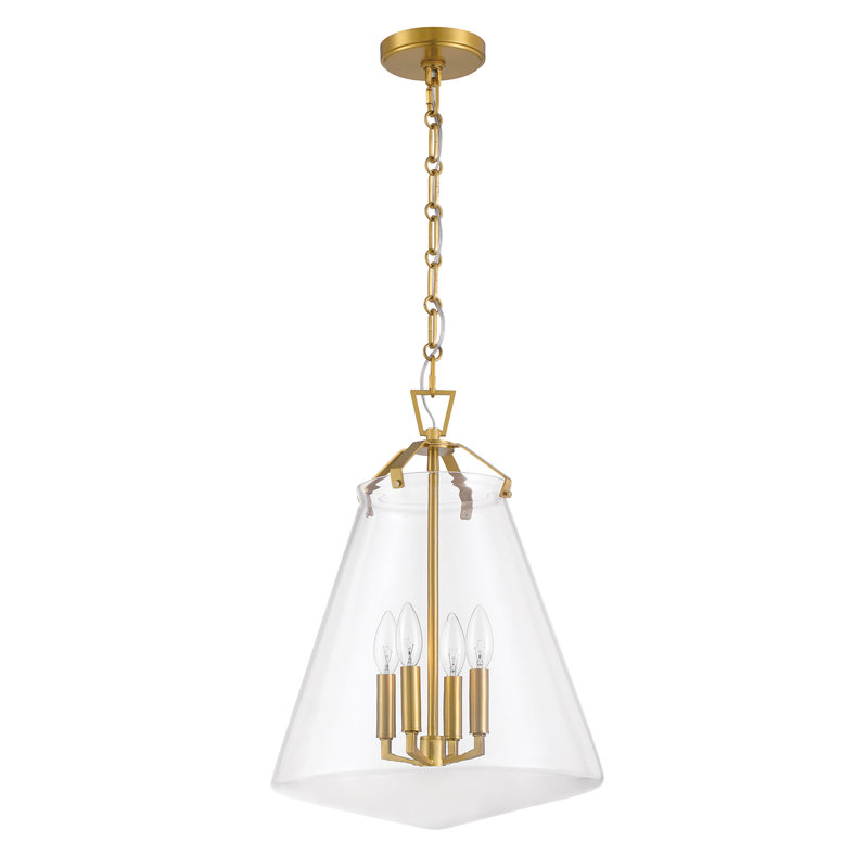 Luminaire suspendu 4 lumières Alanya, Doré