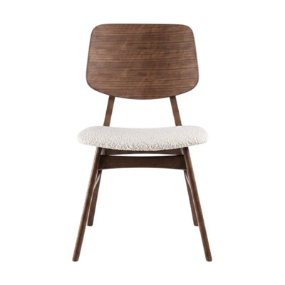 Hayes Walnut/Beige Fabric Side Chair Set Of 2 With Upholstered Seat
