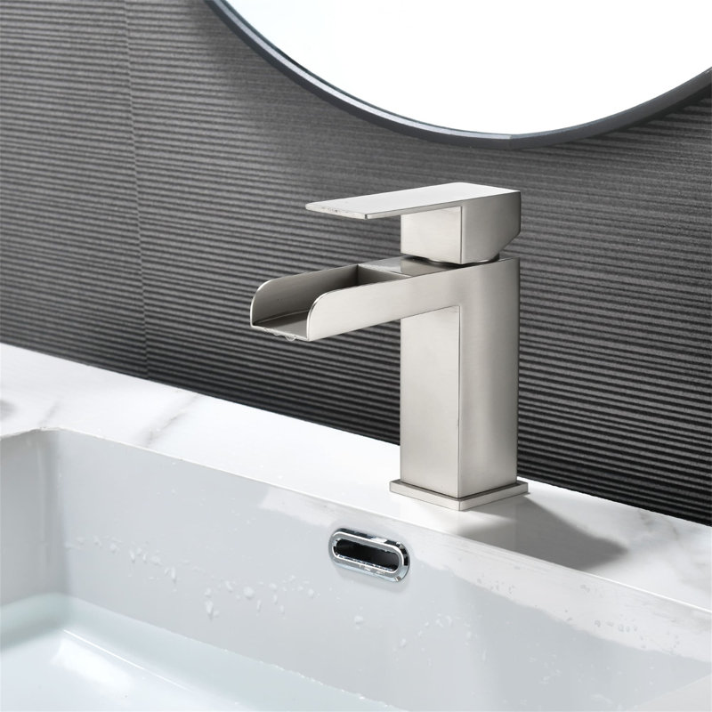 Robinet de salle de bain monotrou avec ensemble de drain Robinets de lavabo de salle de bain à cascade avec mélangeur en acier inoxydable