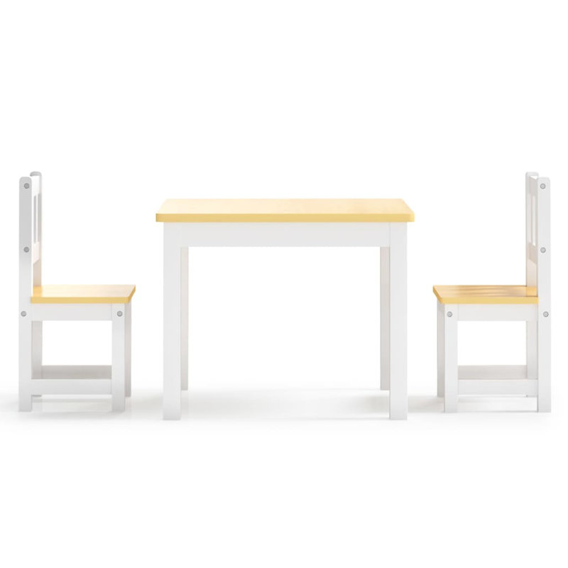 Nelly Kids 3 Piece Rectangular Play Or Activity Table and Chair Set, White/Beige