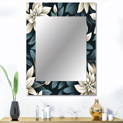 Essence monochrome Amei - miroir floral, miroir mural floral unique, impression d'art en métal