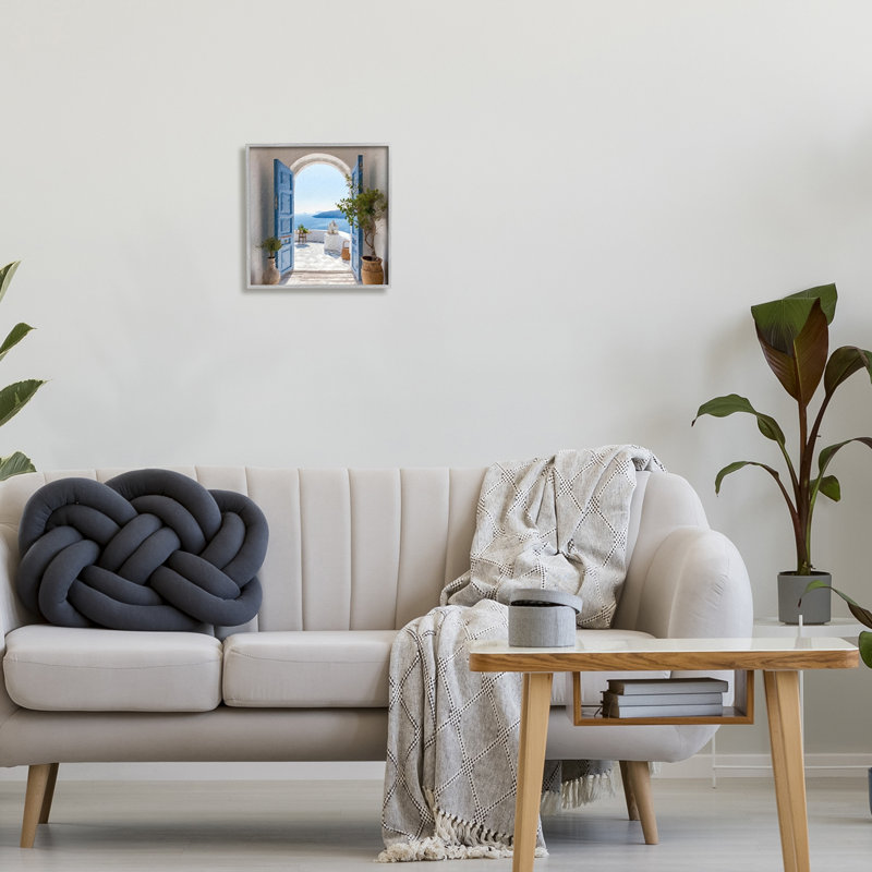 Art de la giclée encadrée grise bleue par LSR Design Studio, H 12 po x l 12 po x P 1,5 po, Estampe numérique Farmhouse