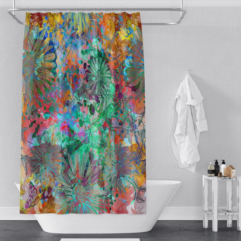 Rideau de douche multicolore Vibrant Floral, H 72 po x l 70 po