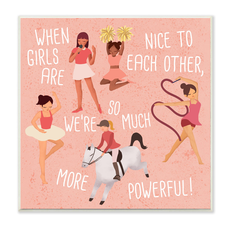 «Girls Are More Powerful» Illustration de sports pour enfants, H 36 po x l 36 po x 1,5 po, Toile tendue