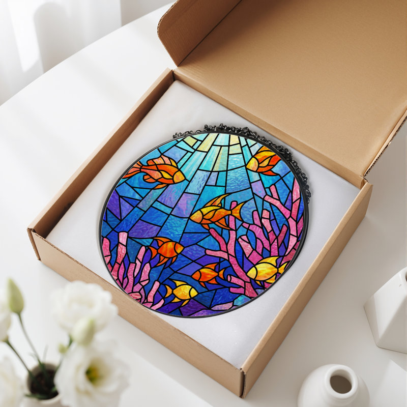 Vitrail de vitrail sous l'eau 7,8 "H, H 7,8 po x l 7,8 po