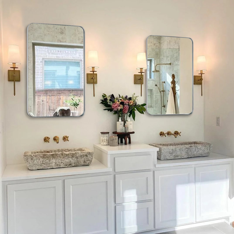 Miroir d'appoint Eitzen, 24 po x 16 po, Argent