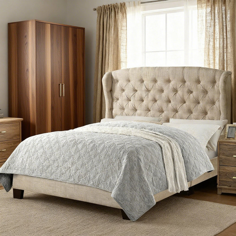 Upholstered Bed Frame - Luxurious Headboard, Elegant Platform Design, Ideal for Transforming Your Bedroom into a Haven of Comfort