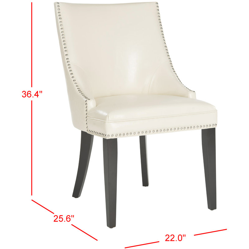 Ardelis 19.7'' H Leather Upholstered Side Chair, Flat Cream Faux Leather, Rustic Black