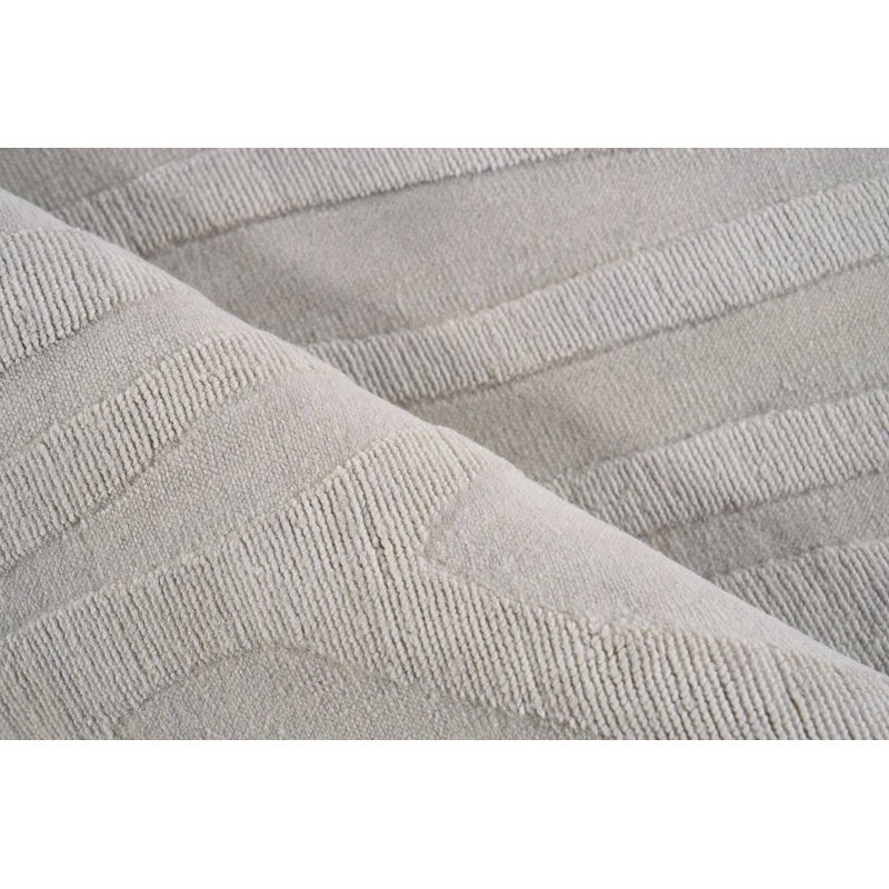 Tempo Wool Abstract Area Rug in Light Silver, Rectangle 10' x 14'