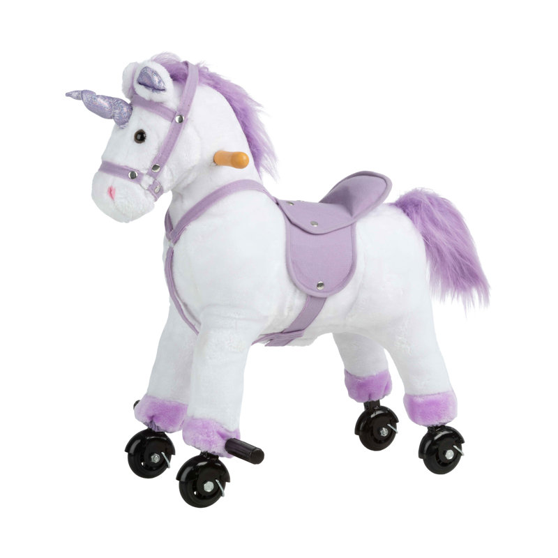 Happy Trails Ride on Horse - Walking Unicorn Toys with Wheels and Sounds - Ride on Toys for Kids Aged 3 and Up - Plush Kids Ride on Toys