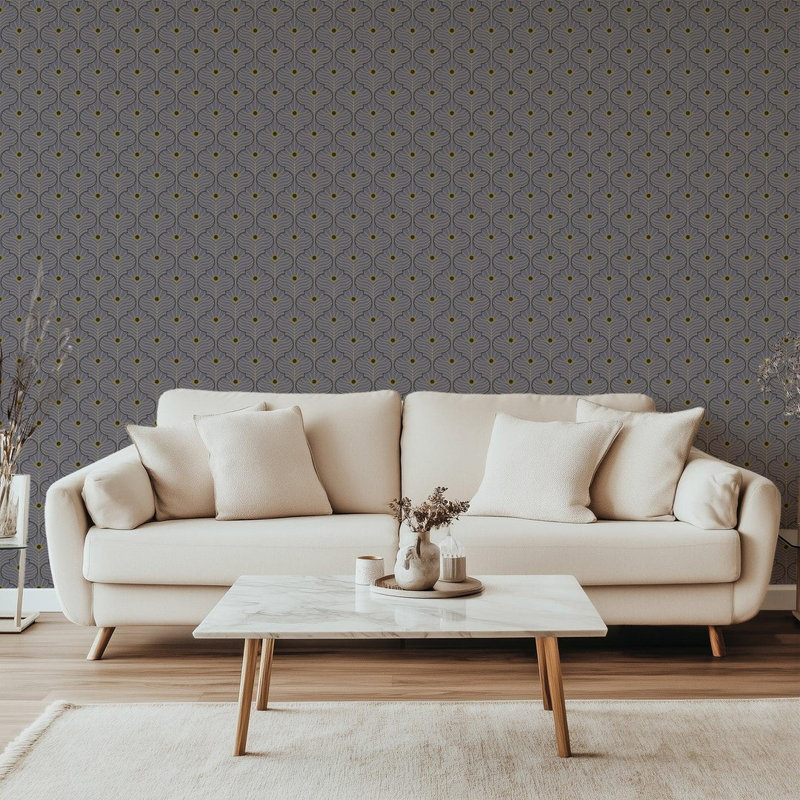 Moroccan Peacock 10' L x 24" W Wallpaper Roll, Lavender, Faux Grasscloth