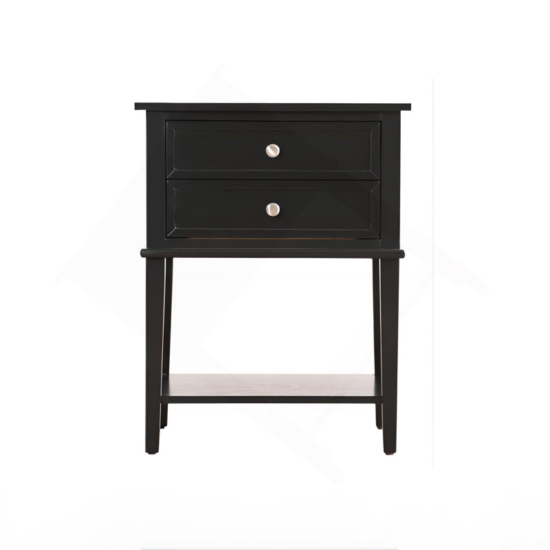 Sleek Black Minimalist Nightstand, Black