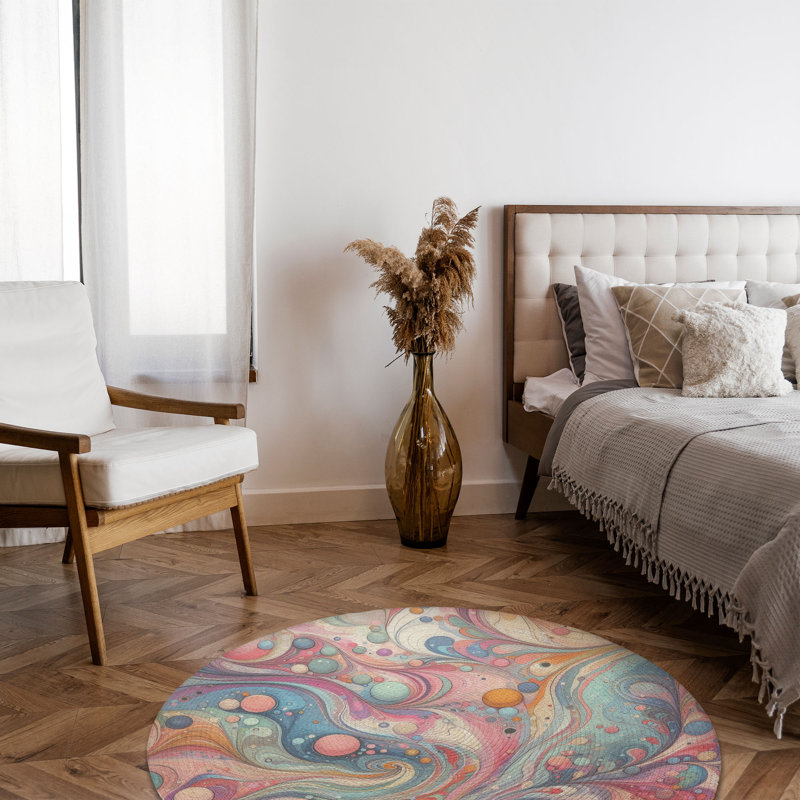 Tapis tressé Enchanted Strokes, Rond 5 pi