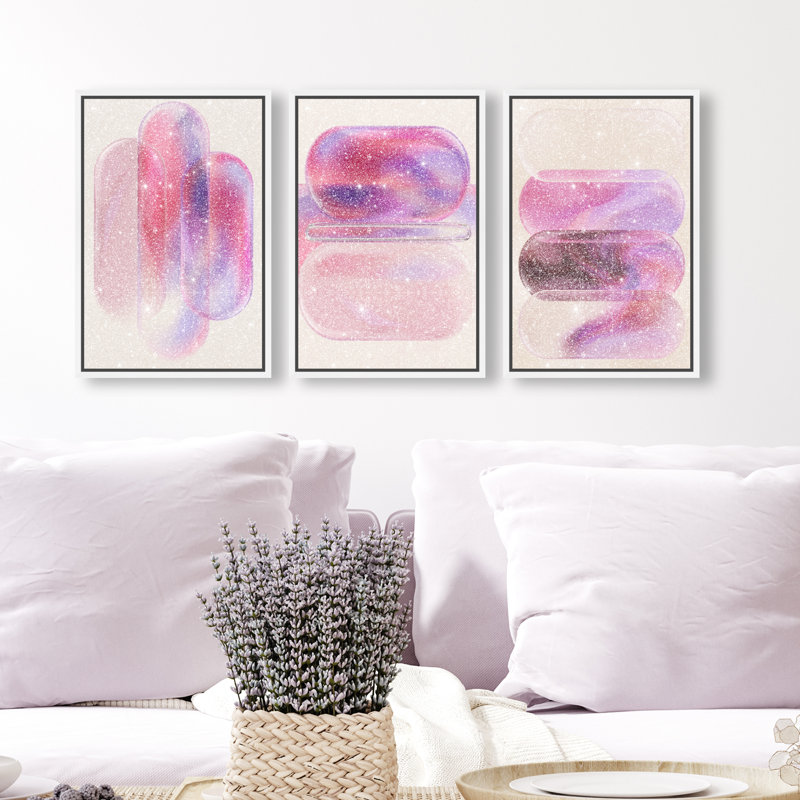 Rose Topaz Set Set by Oliver Gal, 31"H x 21"W, White Floater Frame