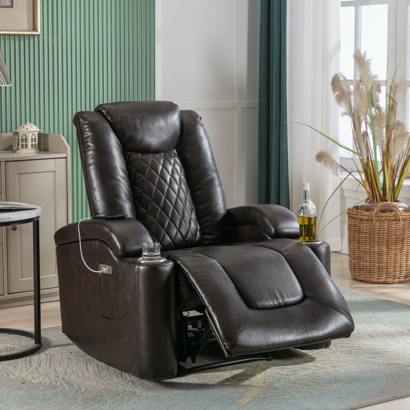 Kyrsti Faux Leather Recliner, Brown