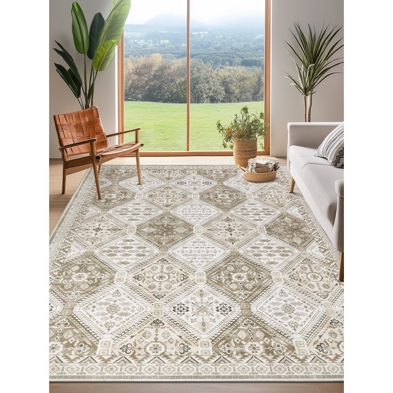 Tapis en chenille léger et lavable Boho, Rectangle 5 pi 10,9 po x 8 pi 10,3 po