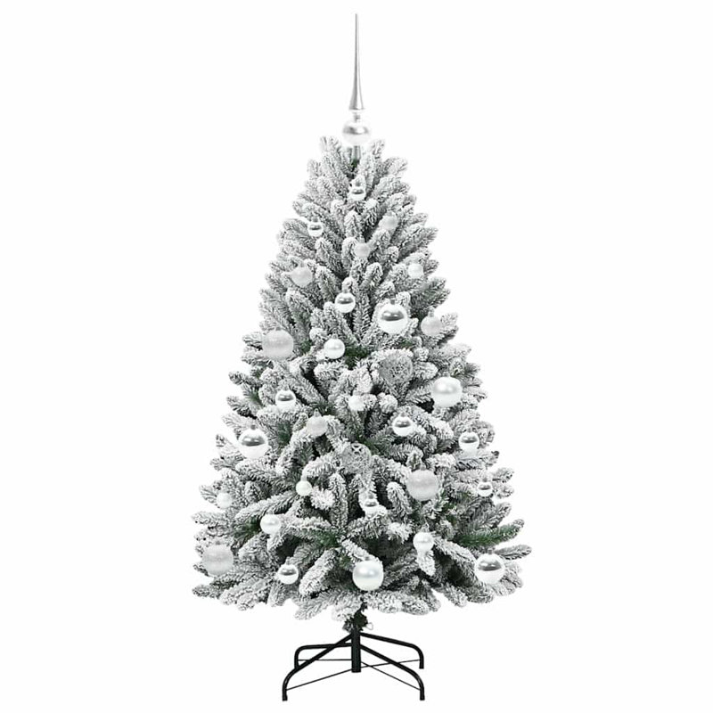 Artificial Christmas Tree Green and White PVC and Metal, 3.94 ft