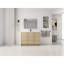 Meuble-lavabo autoportant 48 po avec lavabo en résine et 3 portes d'armoire à fermeture en douceur, contreplaqué, chêne Dune (KD-PACKING)-123983644