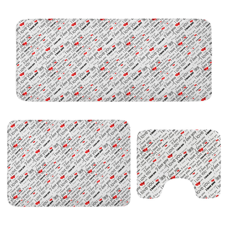  Ensemble de tapis pour salle de bain I Love You 3 pièces