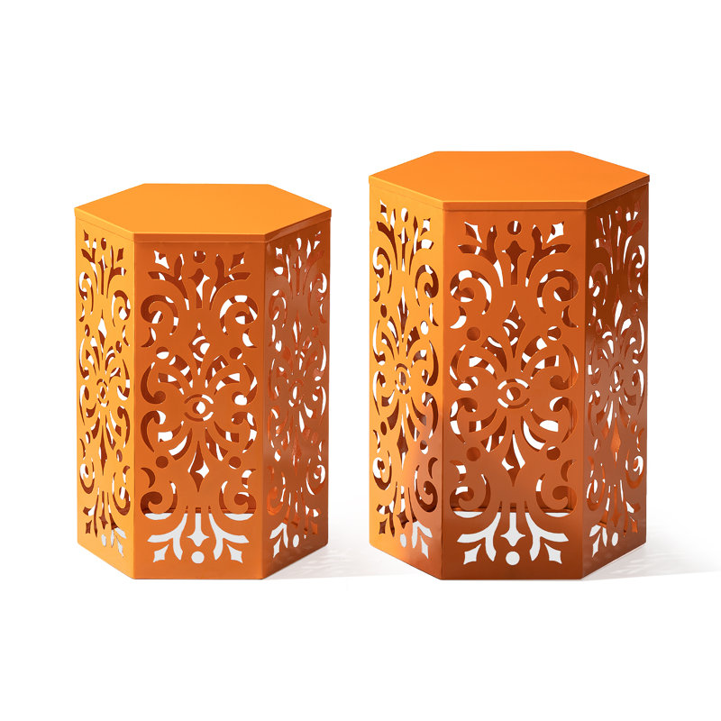 Loiret Accent Stool or Planter Stand or Accent Table, Orange