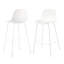 Ensemble de table de salle à manger moderne pour 2, 3 pièces avec tabourets de bar en PP blanc pour la maison, appartement, plateau en bois blanc, base argentée-118608772-118608773-118608774