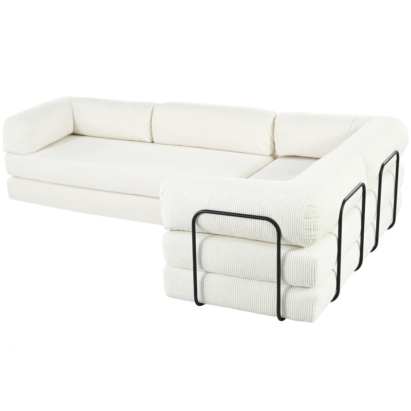 Canapé-lit modulaire en L U_Style, Polyester beige