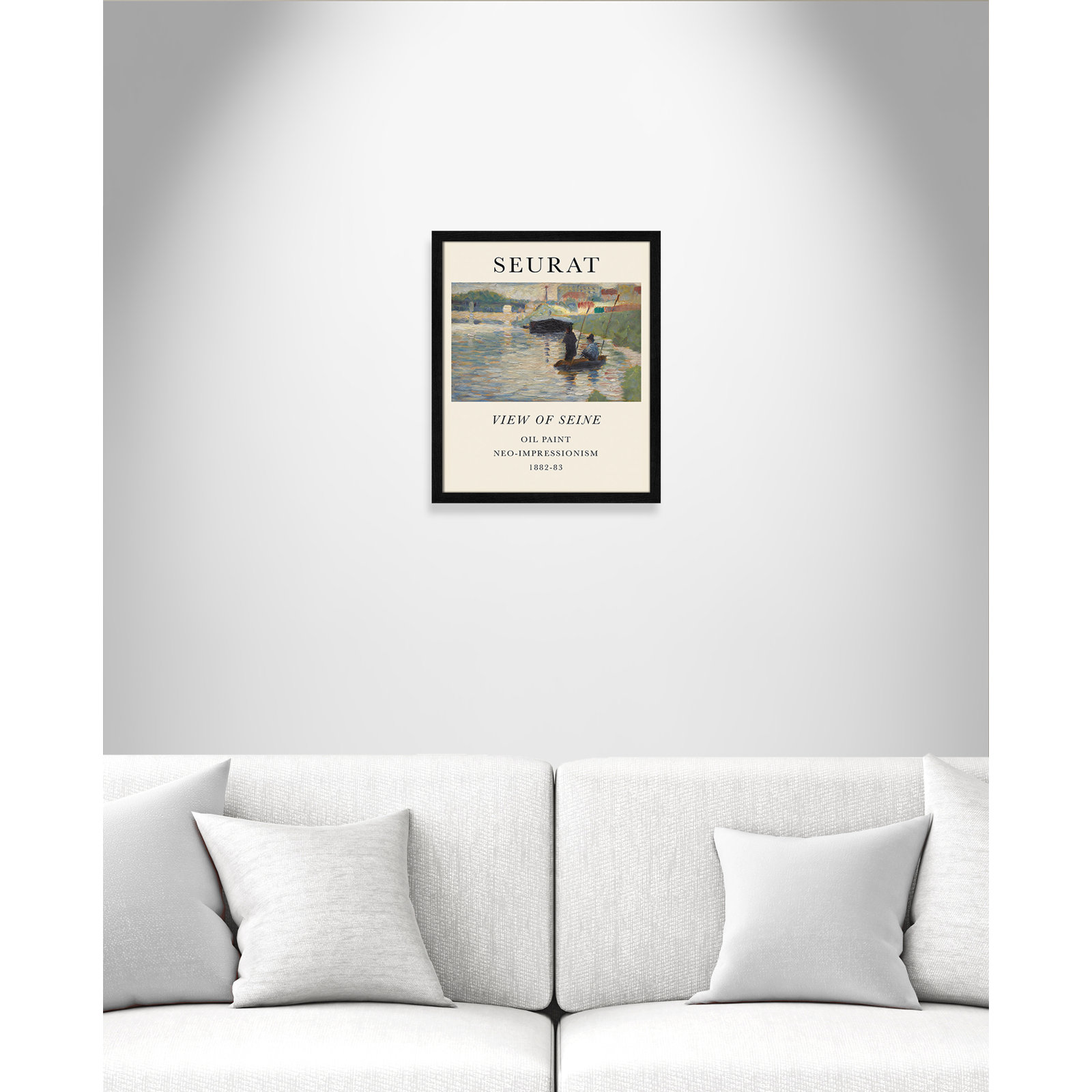 View Of Seine by Georges Seurat, No, Black Single Picture Frame, 19" H x 16" W x 0.75" D