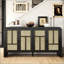 Armoire de rangement en rotin avec 4 portes et tablettes réglables