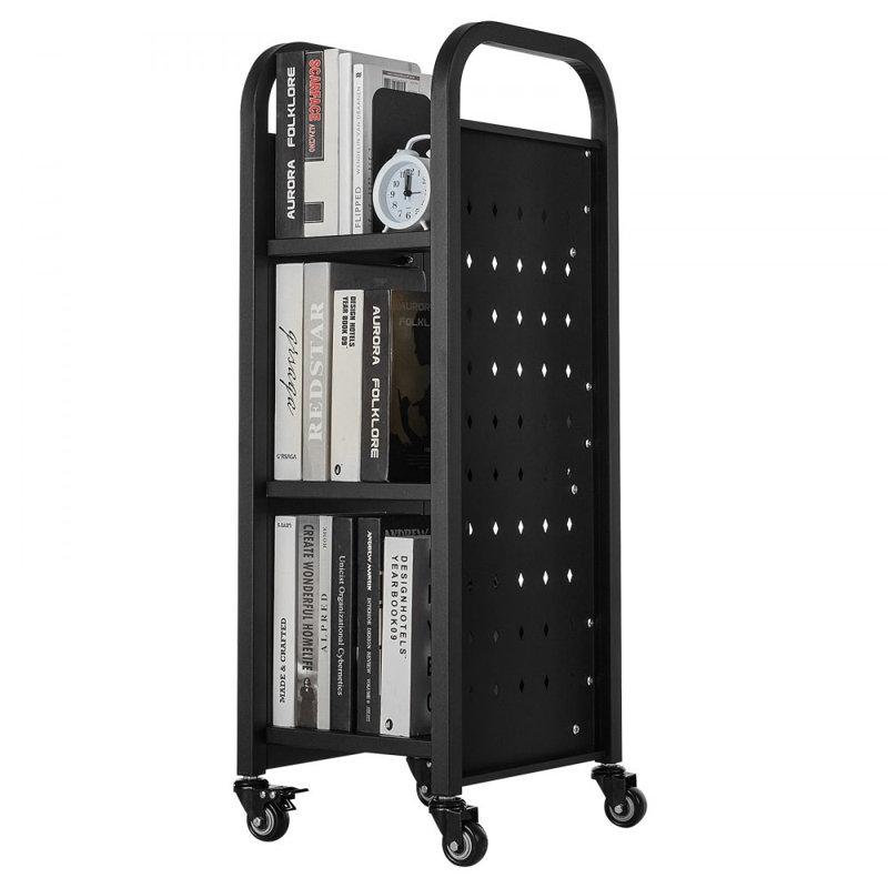 Book Cart with Wheels, 93.5cm H x 32cm W x 35.1cm D, Black