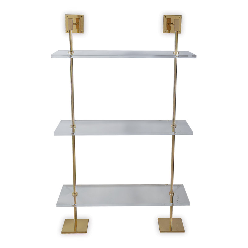 Marias 3-Tier Shelf Lucite 36"W, Gold/Clear
