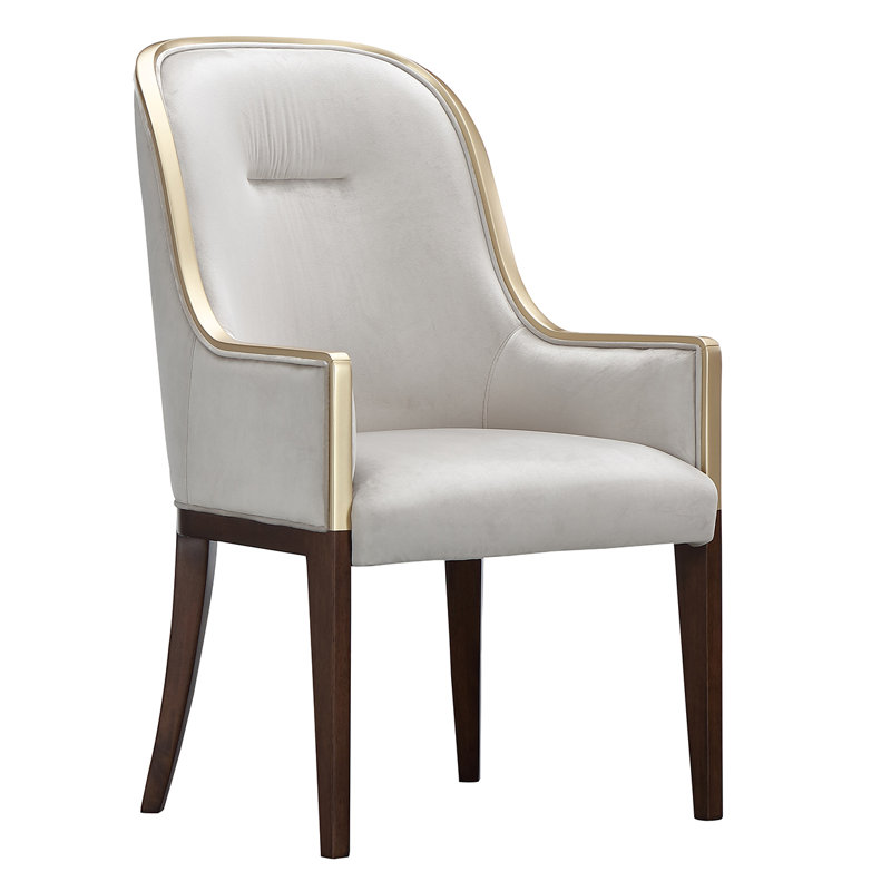 Houston Velvet Dining Arm Chair - Porcini Gray/Walnut