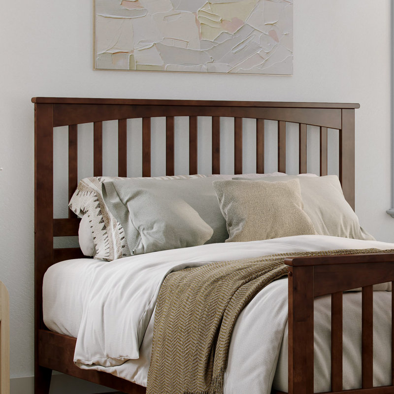 Camilla Low Profile Platform Bed with Matching Footboard, Walnut, Queen