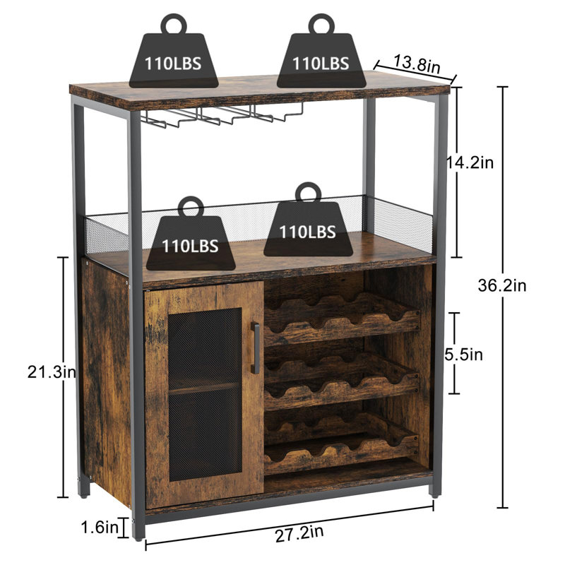 Natilie Metal Bar Cart, Dark Brown Wood, Brown