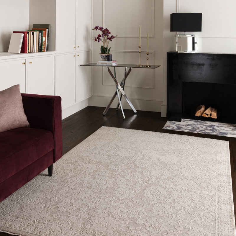 Melrose Floral Lace Pattern Polyester Area Rug - Modern Artistic Living & Bedroom, Rectangle 120 x 170 cm