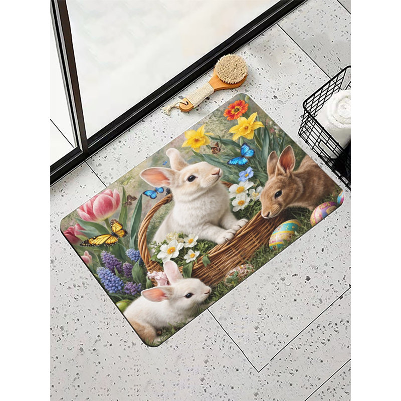 Spring Bunnies Basket Bath Mat, 16 x 24 inch