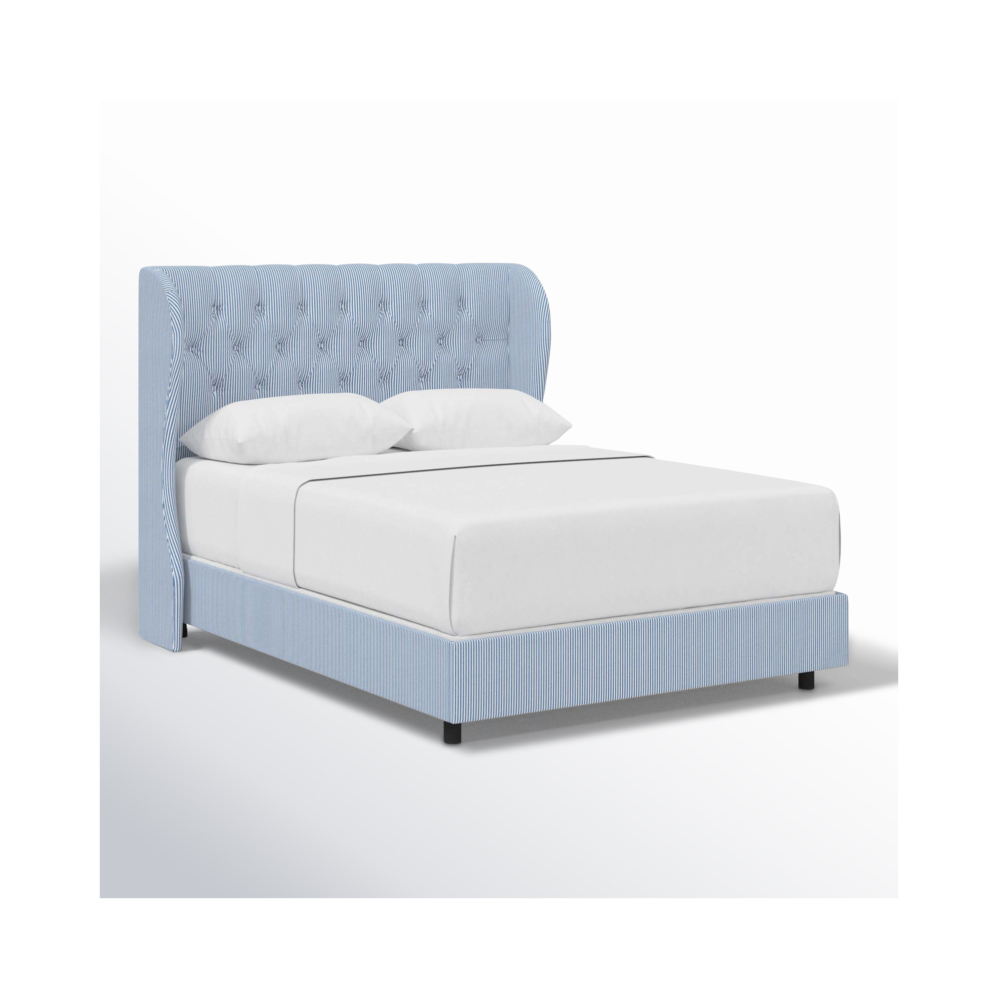Tomey Upholstered Wingback Bed, Twin, Classic Gingham Tan