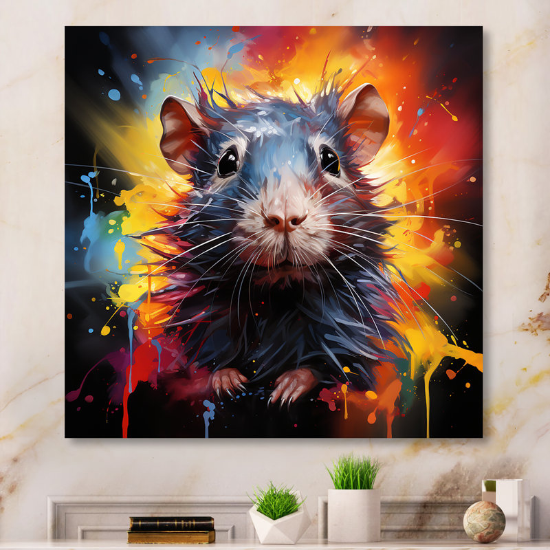 Pop Art, cochon d'Inde 2 - art mural rongeurs, Toile tendue, H 16 po x l 16 po x P 1 po