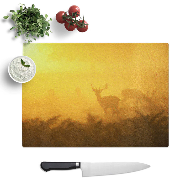 Glass Grazing Stag Deer Chopping Board, 28.5 cm W x 20 cm L